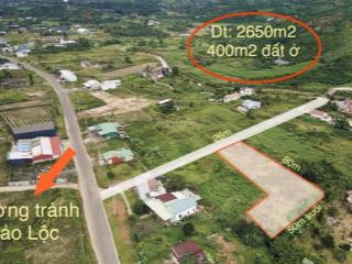 2650m2 đất nghỉ dưỡng bảo lộc  dt 2650m2 có 26m mặt tiền đường, có sẵn 400m2 đất ở, 50m mặt suối