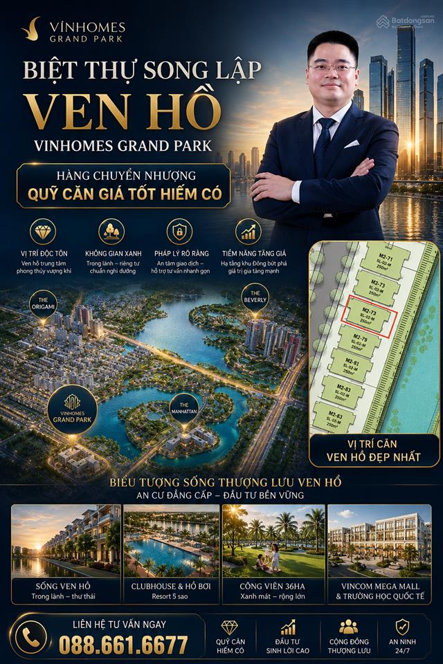 Ven hồ vinhomes grand park
chỉ 1 căn song lập đẹp hiếm còn sót lại