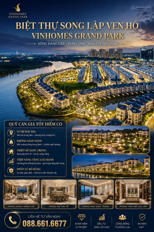 Ven hồ vinhomes grand park
chỉ 1 căn song lập đẹp hiếm còn sót lại
