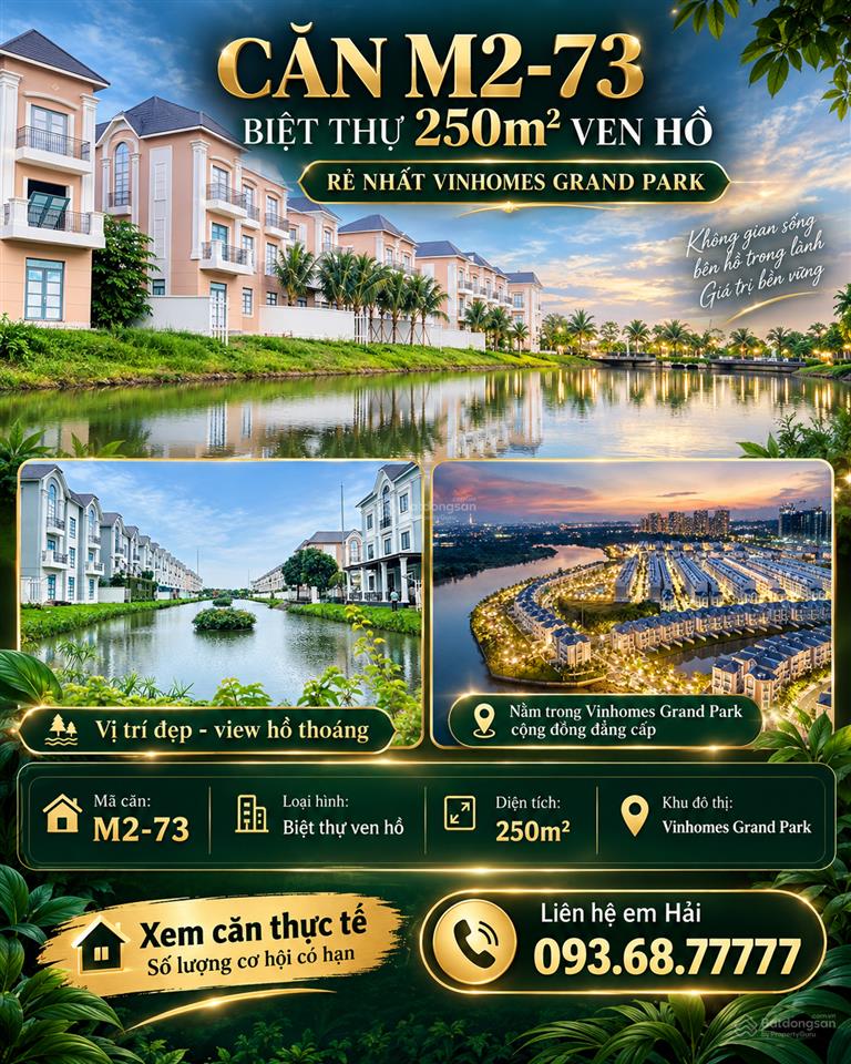 Căn ven hồ 250m giá hời vinhomes grand park