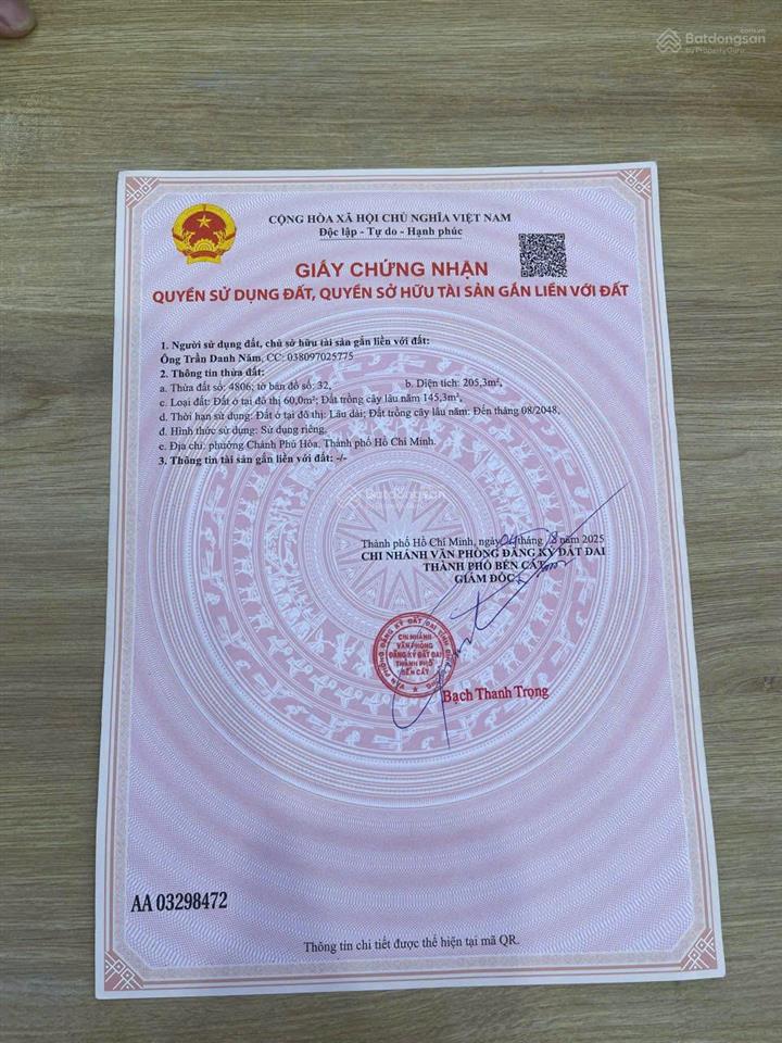 Đất nền mặt tiền đẹp sát ql 14 chánh phú hòa, tphcm 1,190 tỷ, 200m2 cách kcn vsip2 chỉ 2km