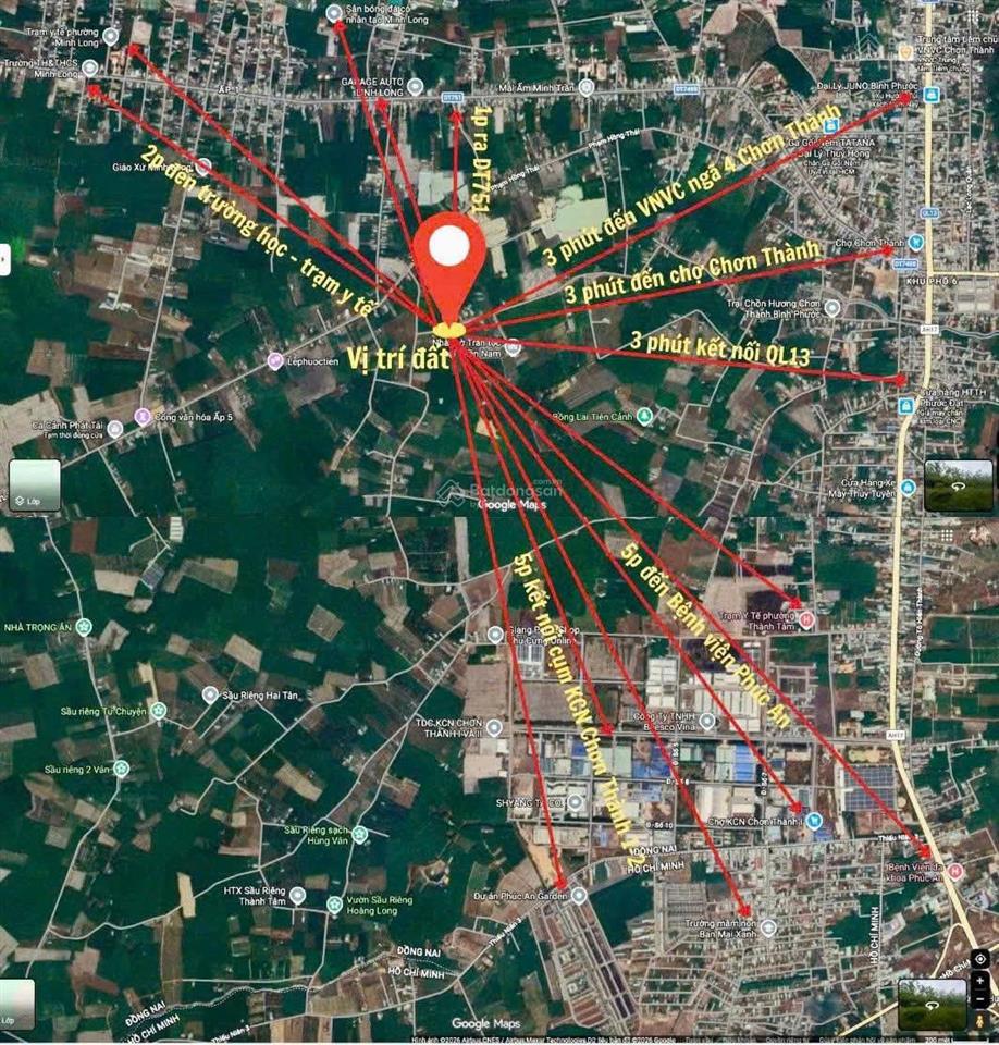 Đất tt chơn thành dt 248m² p. minh hưng  gần 4 kcn, dân cư đông đúc, giá 850tr(tp đồng nai mới)