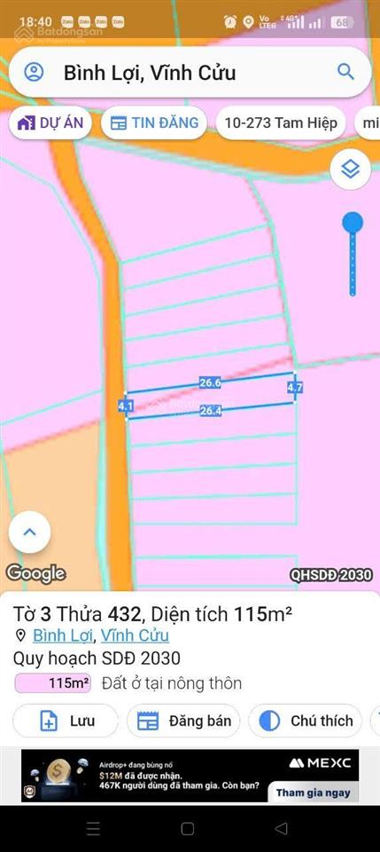 Hàng hiếm tại hương lộ 15, 880 triệu, 115m2, đất thổ cư