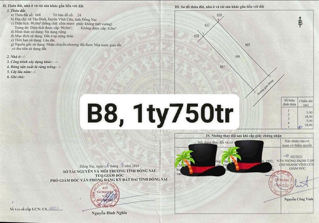 Bán đất nền dự án tại lavender city, 1,739 tỷ vnd, 90m2, thạnh phú, vĩnh cửu, đồng nai