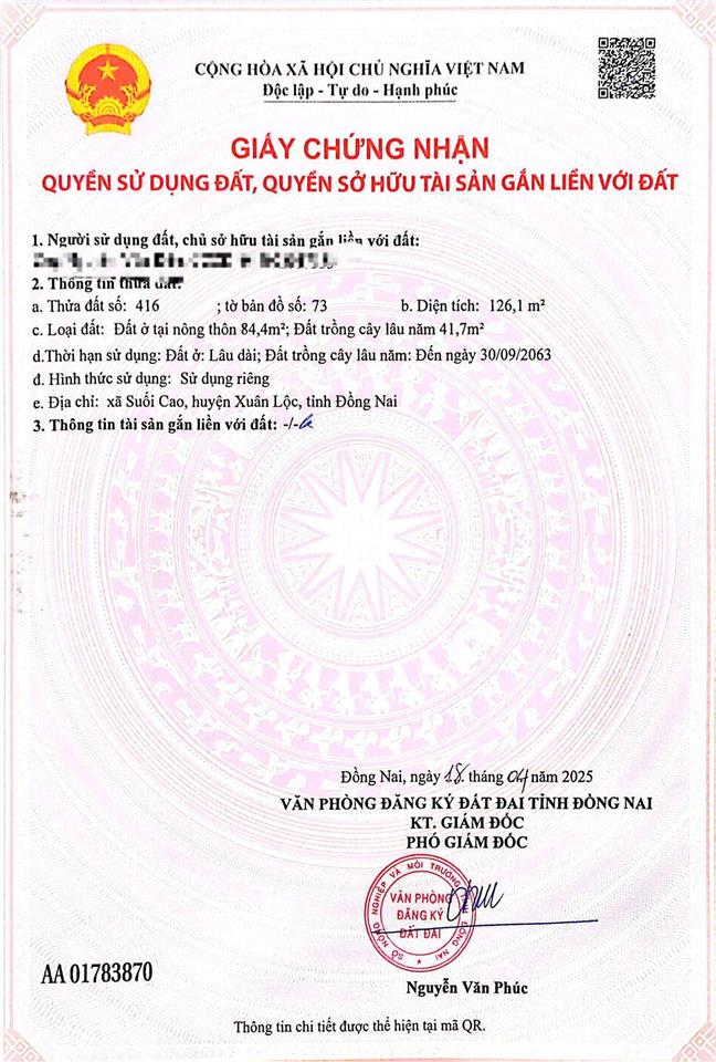 Bán đất thổ cư ấp phượng vỹ, xuân thành, đồng nai. giá 390 triệu (bao sang tên)