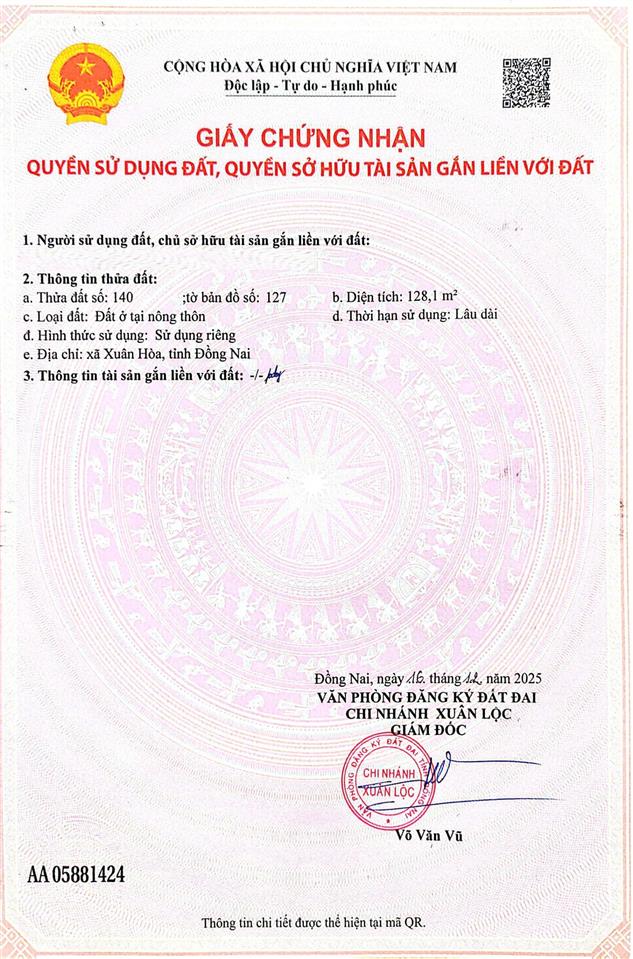 Chính chủ cần bán mảnh đất bên ấp gia ui giá 350 triệu