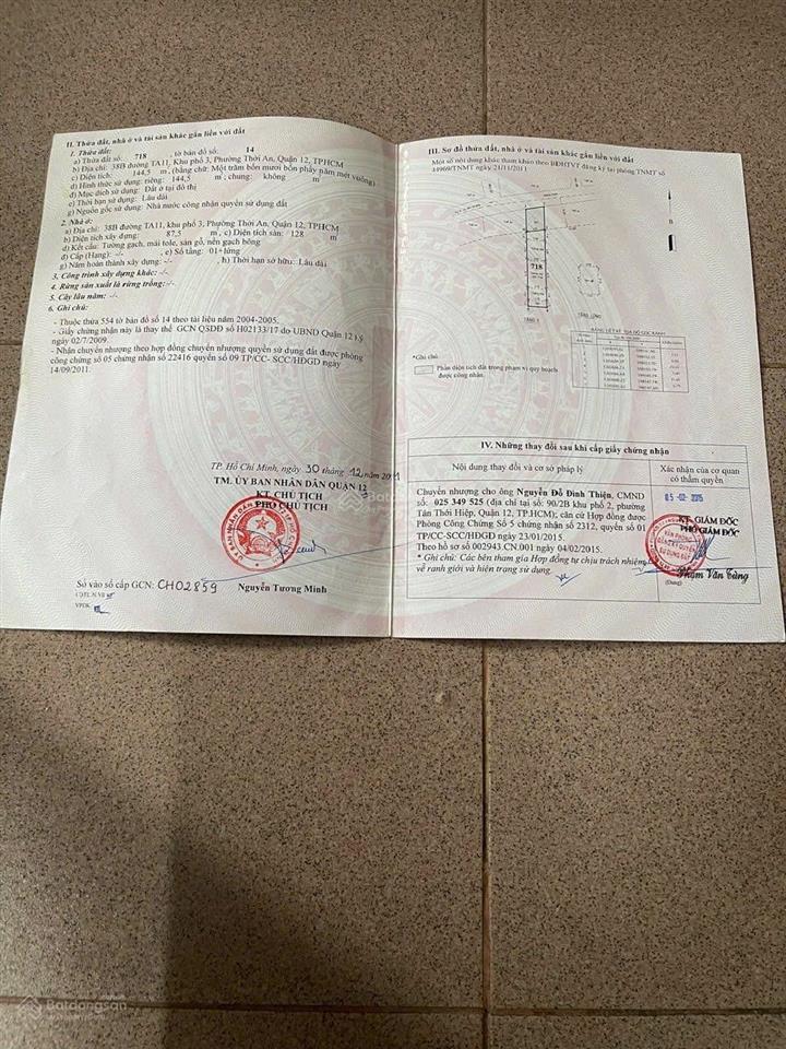 Bán kho, nhà xưởng tại mt đường thới an 11, 5x29m,,6,tỷ 950tr tl,,145m2, giá tốt