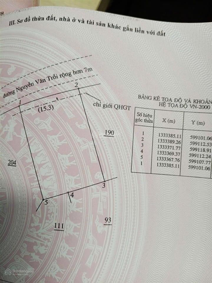 Bán nhà riêng tại nguyễn văn trỗi, cam đức 650 tr/ mét ngang, tổng 7,5 tỷ, 223 m2