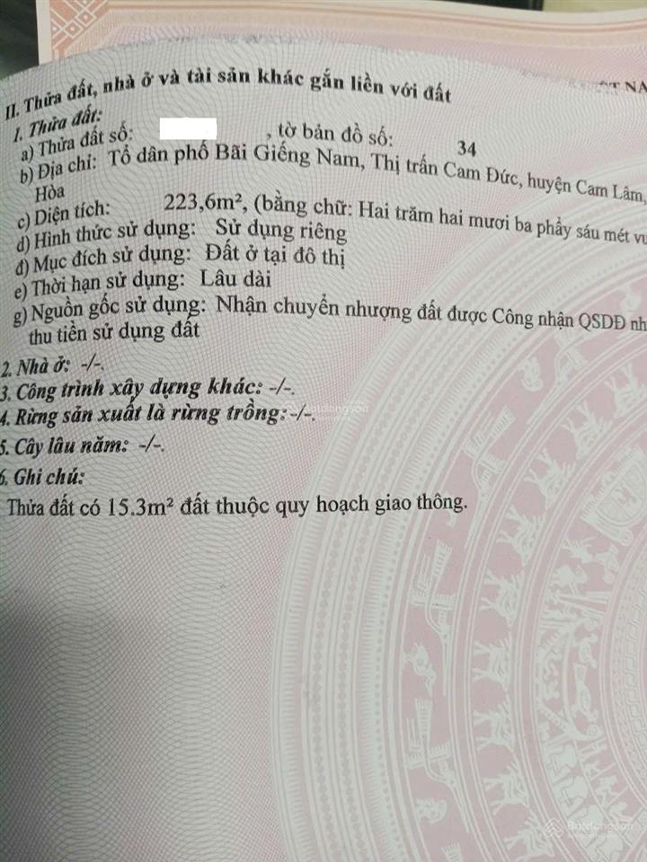 Bán nhà riêng tại nguyễn văn trỗi, cam đức 650 tr/ mét ngang, tổng 7,5 tỷ, 223 m2
