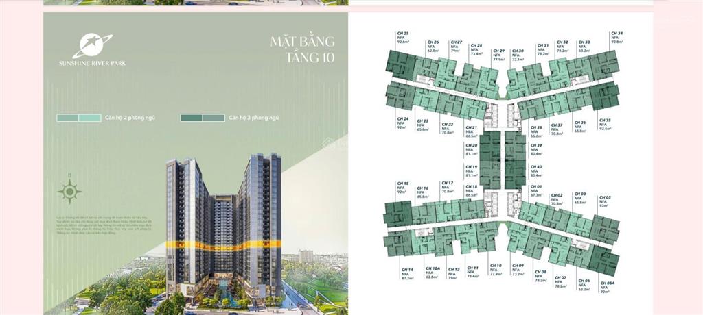 Sunshine river park  diện tích đa dạng, view sông hồng, cạnh ciputra
