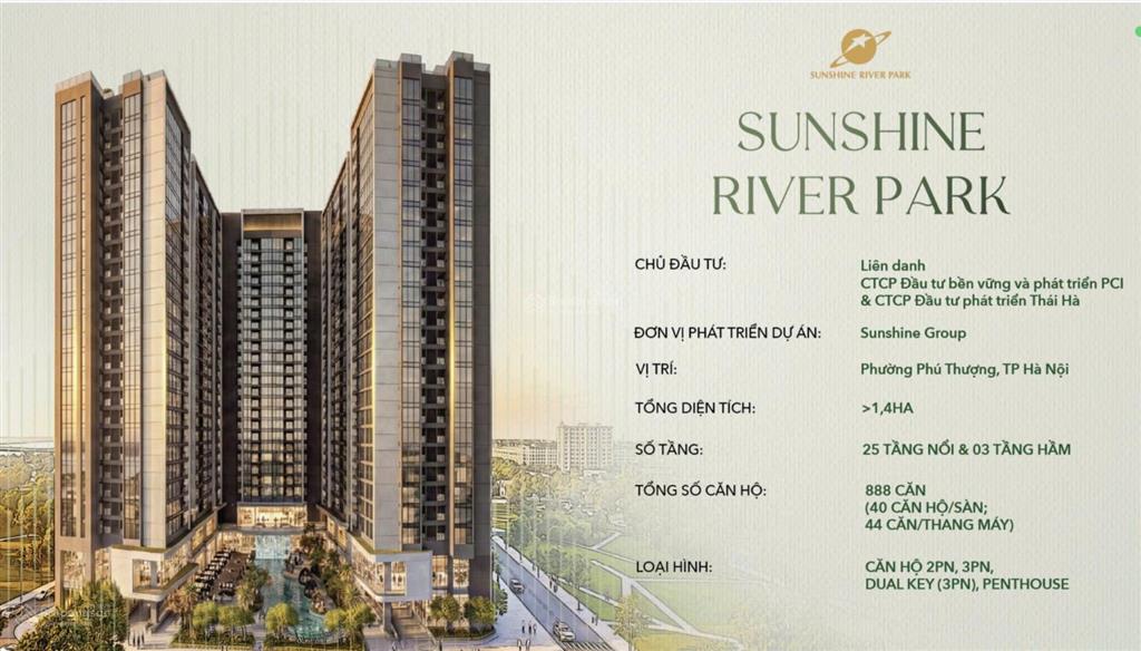 Bán 2 ngủ sunshine river park 67m2, hỗ trợ vay ngân hàng 70%, vốn tự có 2,8 tỷ