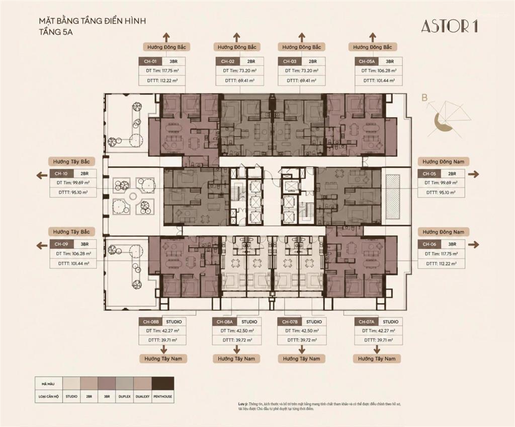 Bán căn 2pn 95,66m astor 1 ciputra 2 ngủ diện tích lớn, ban công rộng thoáng