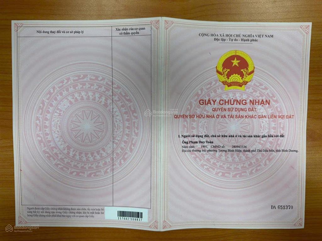 Bán đất chính chủ tại phường hiệp an, thành phố thủ dầu một, bình dương, diện tích 130.9m2