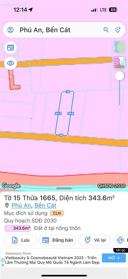 Đất phú an, sát ngã tư phú thứ 10x34.3m, 150m2 thổ cư, chính chủ