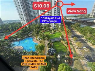 3.650 tỷ/69m2/2pn+ tại origami, vinhomes grand park, thanh toán tiến độ, hướng đông nam