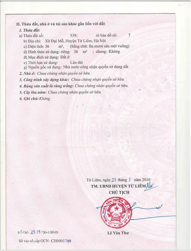 Bán nr tại số nhà 45 nghách 30 ngõ 299, đại mỗ, 6,4 tỷ, 36m2, mặt tiền 4m, pháp lý đầy đủ