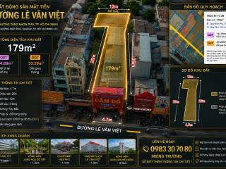 Bđs mặt tiền 179m2, lê văn việt, 35 tỷ giá bán nhanh !