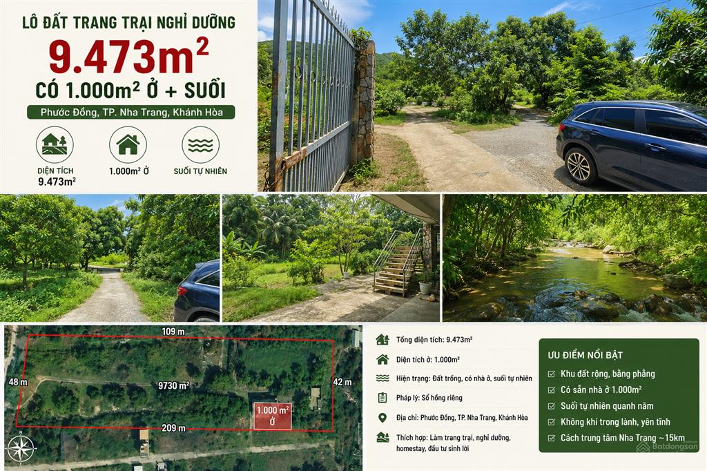 Bán trang trại, khu nghỉ dưỡng tại phước đồng, nha trang, giá ưu đãi 40 tỷ, 9473.5m2