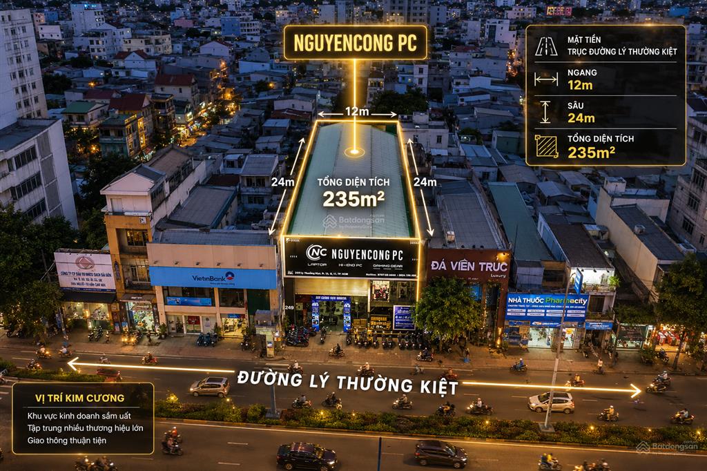 Bđs mặt tiền ngang 12m đường lý thường kiệt, 120 tỷ, 246m2