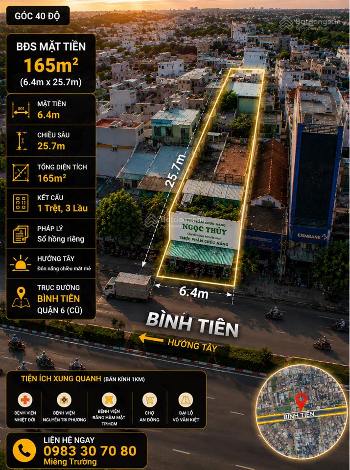 Bđs mặt tiền 165m2 đường bình tiên, quận 6, 40 tỷ với chiều ngang 6.4m  khang hiếm