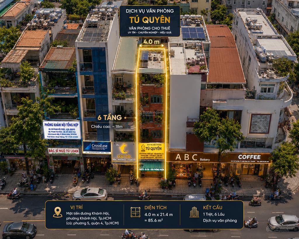 Bđs mặt tiền khánh hội, 376m2 sàn, 6 tầng, 34,5 tỷ