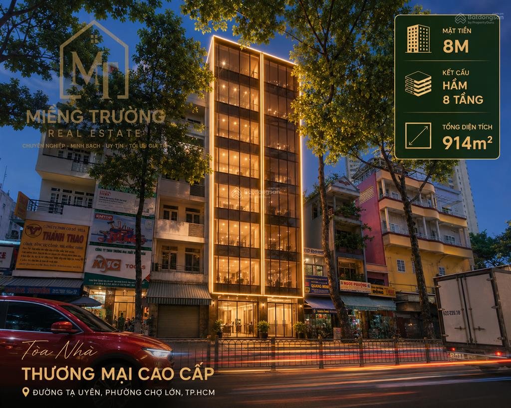 Tòa nhà 914m2, hầm 8 tầng, tạ uyên, quận 5, tp. hcm, giá 72 tỷ
