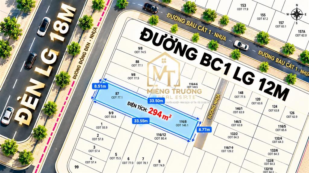 Bđs mặt tiền đồng đen, tân bình, chỉ 231trđ/m2, ngang 8.8m, dài 33m