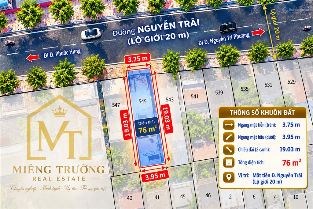 Bđs mặt tiền nguyễn trãi, 25 tỷ, 76m2, nở hậu 3.95m !
