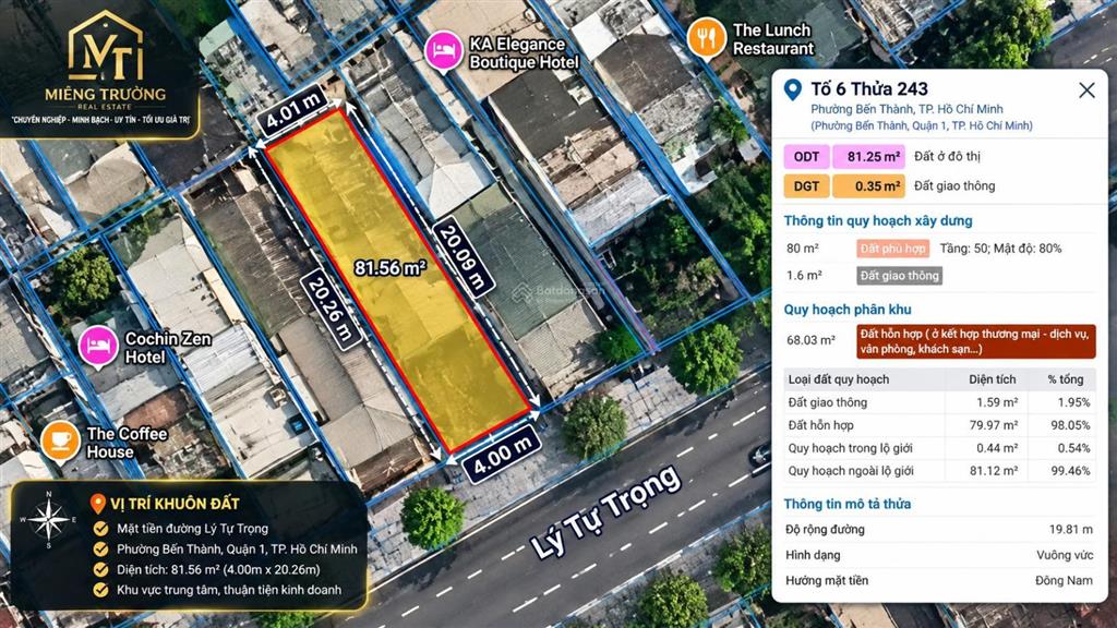 Bđs mặt phố lý tự trọng, 80 tỷ, 80.86 m2, bến thành !