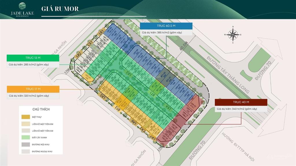 Bán nhanh căn liền kề vip 102m2 xẻ khe 2 thoáng siêu đẹp giá 29,5 tỷ jade lake tây thăng long