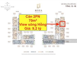 Quỹ vip 2pn 70m2 view sông hồng tòa rivea siêu đẹp giá 9,2 tỷ cạnh times city, ck lên đến 30%