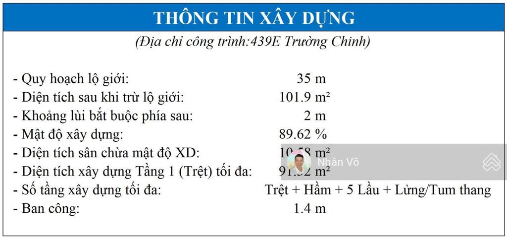 Mtkd số 439e trường chinh, ngay mũi tàu tân hải. dt 4mx30m (120m2). giá 26 tỷ tl