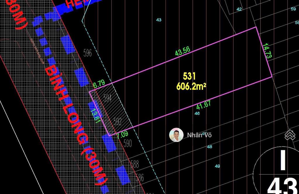 65tỷ tl  14mx50m  700m2, thổ cư 606m2. mt đường bình long, quận tân phú đoạn đẹp