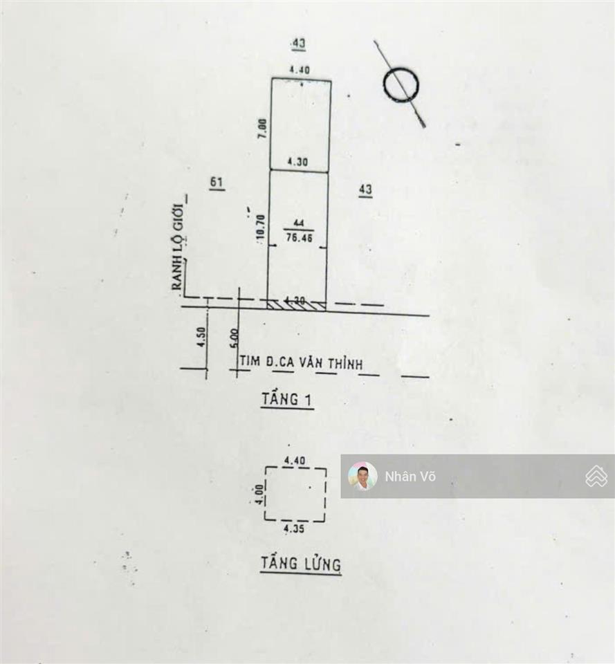 Mặt tiền ca văn thỉnh khu bàu cát. dt 4.4m x 18m, gác lửng. giá 13 tỷ tl