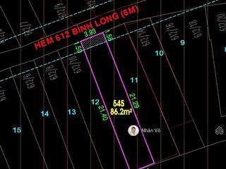 Nhà 612/12 bình long, dt 4x23m, giá 6,3 tỷ tl