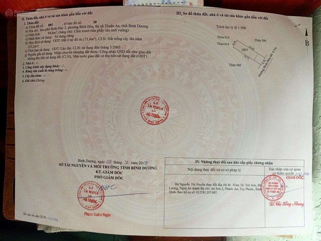 Tôi bán đất bình hòa dt 95m2 gần bùi hữu nghĩa, gần kcn vsip 1