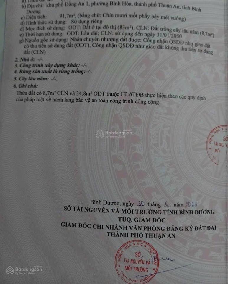 Lô đất mặt tiền đt 743c bình hòa, thuận an ngay cầu ông bố