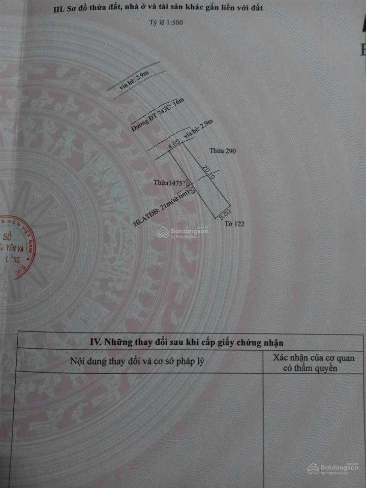 Lô đất mặt tiền đt 743c bình hòa, thuận an ngay cầu ông bố