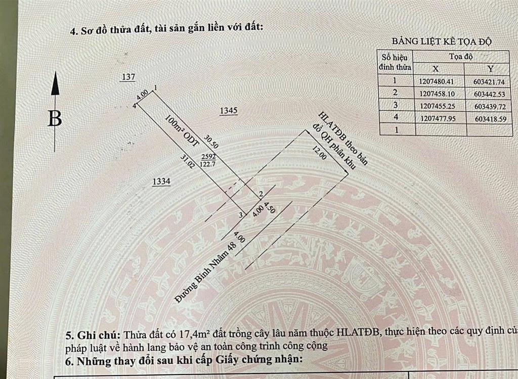 Chính chủ gửi bán đất bình nhâm 79 dt 122m2  xe tải  giá 2.98 tỷ