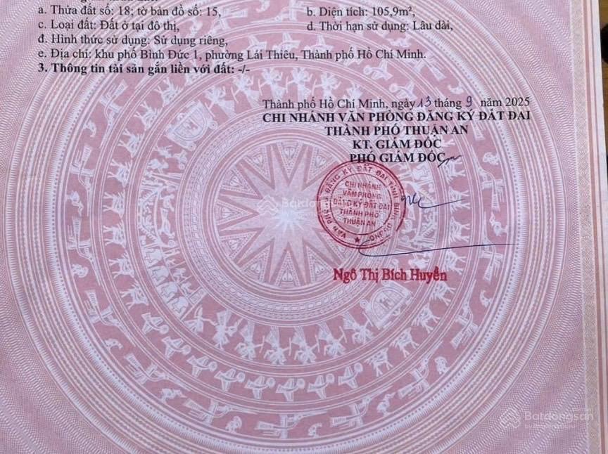Bán nhà cấp 4 trung tâm lái thiêu dt 106m2 chính chủ bán