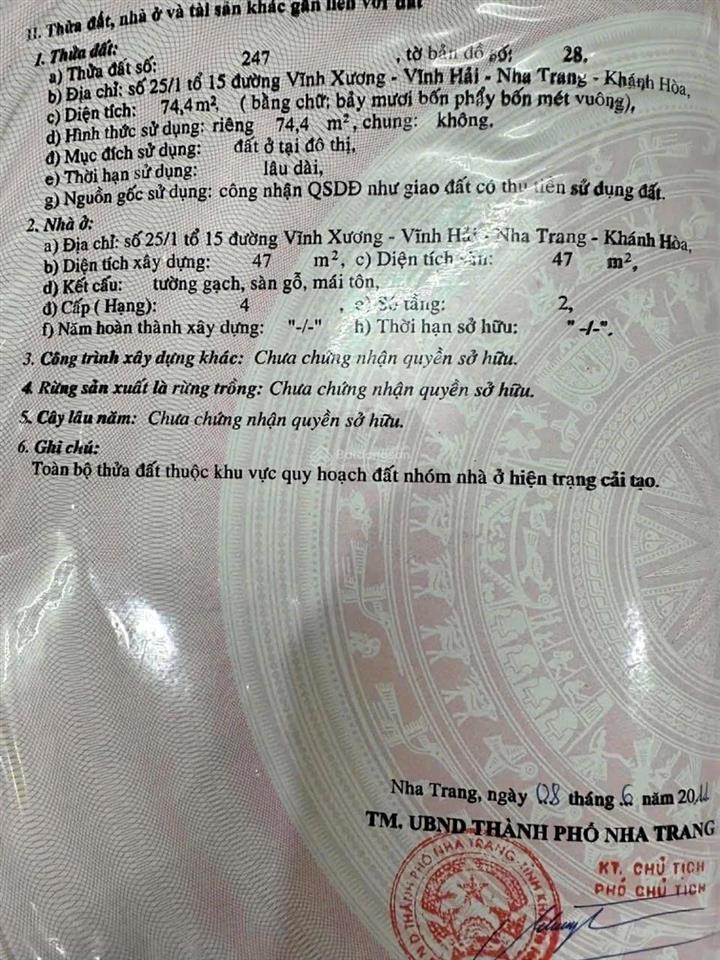 200 triệu  giảm nhanh  bán nhà đối diện mầm non & tiểu học vĩnh hải