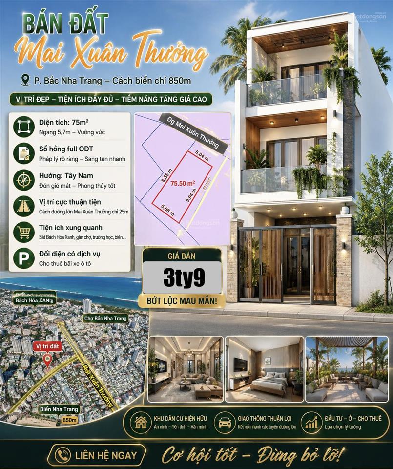 Ngay cạnh bách hoá xanh cách mai xuân thưởng chỉ 30m, biển 950m