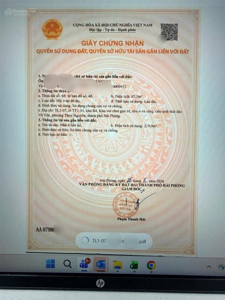 Gia đình cần chuyển nhượng căn tl1.07 (view khu tmdv, bãi đỗ xe) dự án vinhomes vũ yên