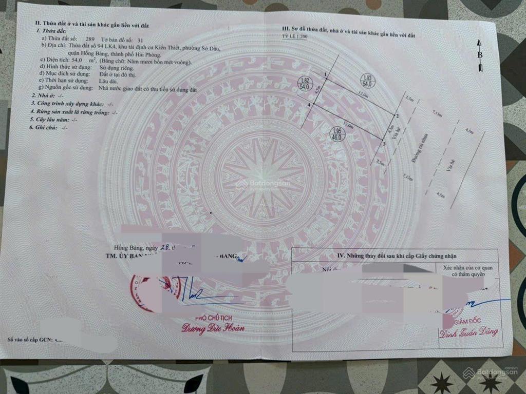 Bán đất đẹp tại cầu bính, hải phòng, 4,375 tỷ, 54 m2
