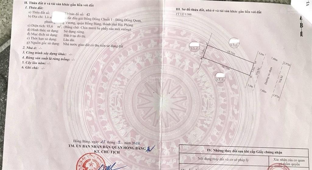 Bán lô đất 93m2 trong khu phân lô tại hồng bàng, đường 13m vỉa hè rộng, giá 4,05 tỷ