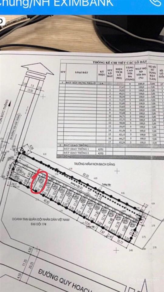 Chính chủ cần bán lô đấu giá cạnh trường mầm non bạch đằng, 50m2, mặt tiền 5m