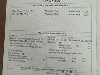 Nhà gần ngã tư 4 xã ngay lê văn quới, hẻm ô tô, 40m2 giá nhỉnh 4 tỷ, chính chủ gửi không chênh giá