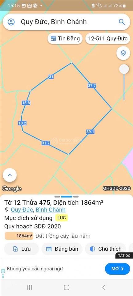 Đất vườn giá rẻ 1450m2, lô nhì đường nguyễn văn thời, shr, giá 2.5 tỷ. quy đức, shr, có nhà vườn