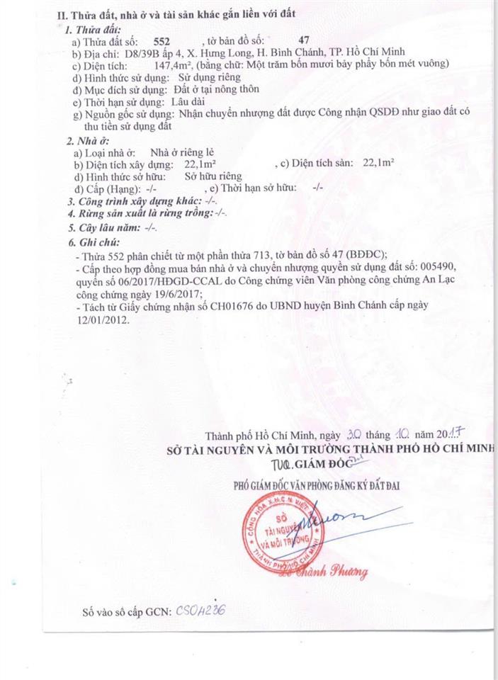Cần tiền cho con định cư nước ngoài , bán gấp 147m thổ cư , gần chợ hưng long bình chánh hcm