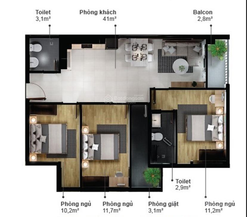Bán căn hộ góc block c eco xuân  lái thiêu, 3,1 tỷ, 85m2, view sân golf sông bé, full nội thất